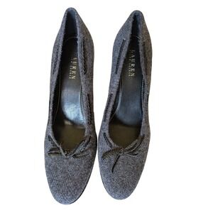 Lauren Ralph Lauren Nina Pumps Women 10B Wool Upper Dark Academia Preppy Bow